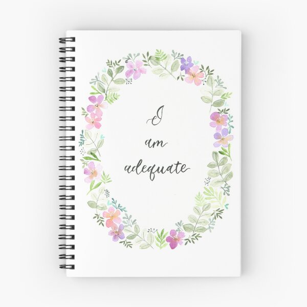 Item preview, I am adequate - quote in watercolour wreath of flowers and leaves designed and sold by klbailey.