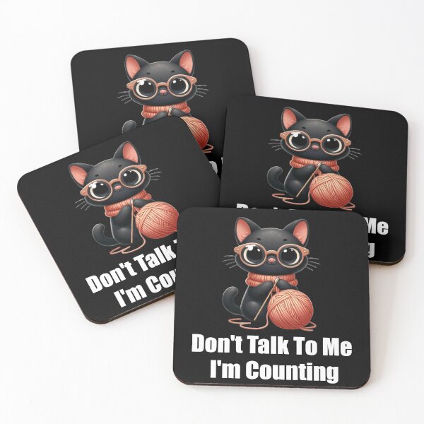 Item preview, Funny Black Cat Knits Don't Talk To Me I'm Counting Knitting  designed and sold by Creat-Des.