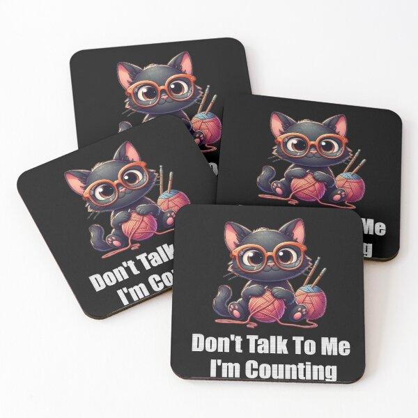 Item preview, Funny Black Cat Knits Don't Talk To Me I'm Counting Knitting  designed and sold by Creat-Des.
