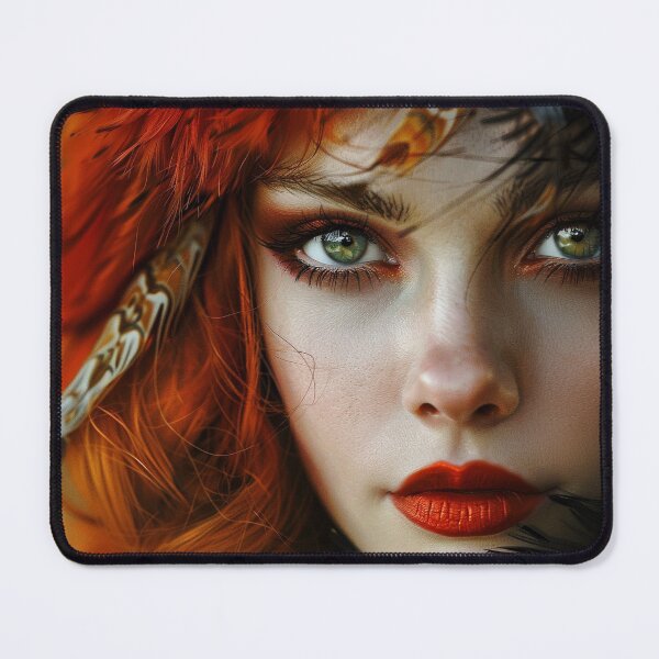 Item preview, Seductive Vixen – Wild Fox Woman with Feathers designed and sold by NordicArtPrint.