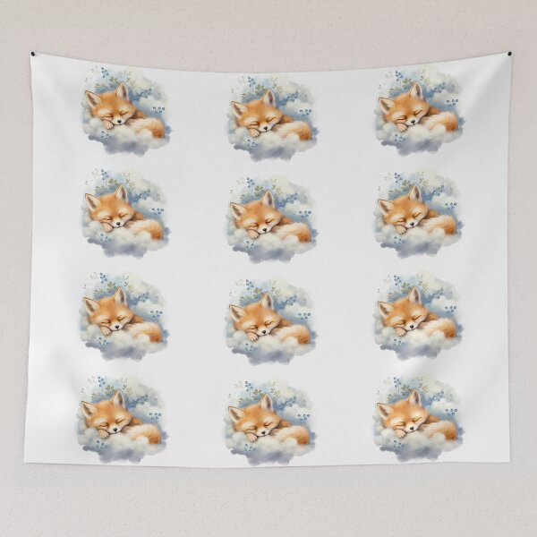 Item preview, Cute Baby Fox Sleeping On A Cloud designed and sold by hurmerinta.