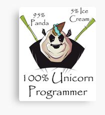 100% Unicorn 95% Panda 5% Ice Cream Programmer Canvas Print