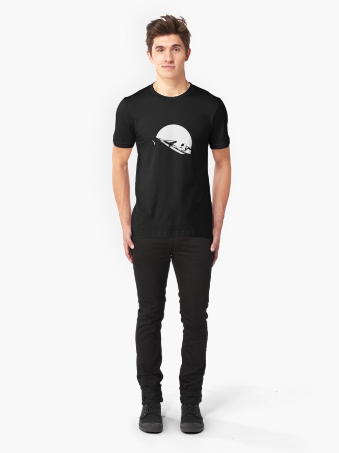 Alternate view of Starman In Space Tesla Roadster Slim Fit T-Shirt