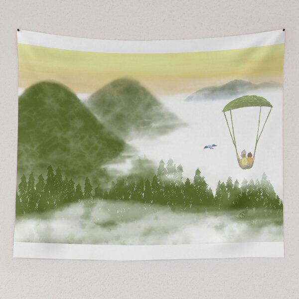 Item preview, Three friends on an adventure in oriental mountains  designed and sold by greenPQBstudio.