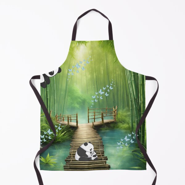 Item preview, Blue butterflies in a bamboo forest inhabited by pandas. designed and sold by Marzenia-M-L.