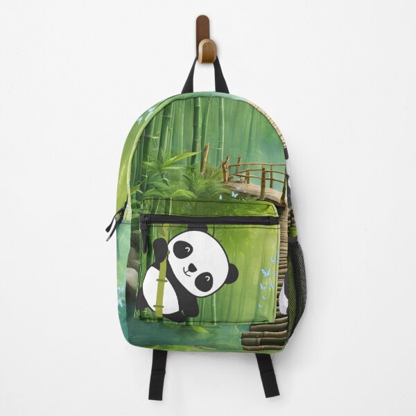 Item preview, Blue butterflies in a bamboo forest inhabited by pandas. designed and sold by Marzenia-M-L.