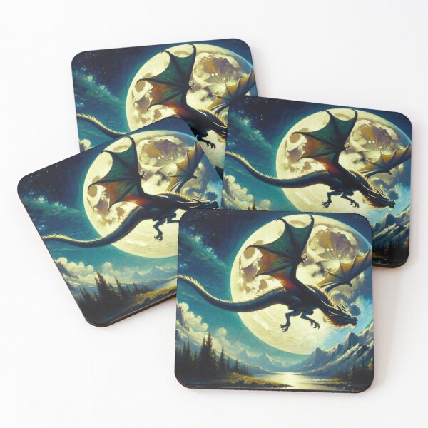 Item preview, Dragon Flying Over A Lake During A Full Moon designed and sold by 2ndSketch.