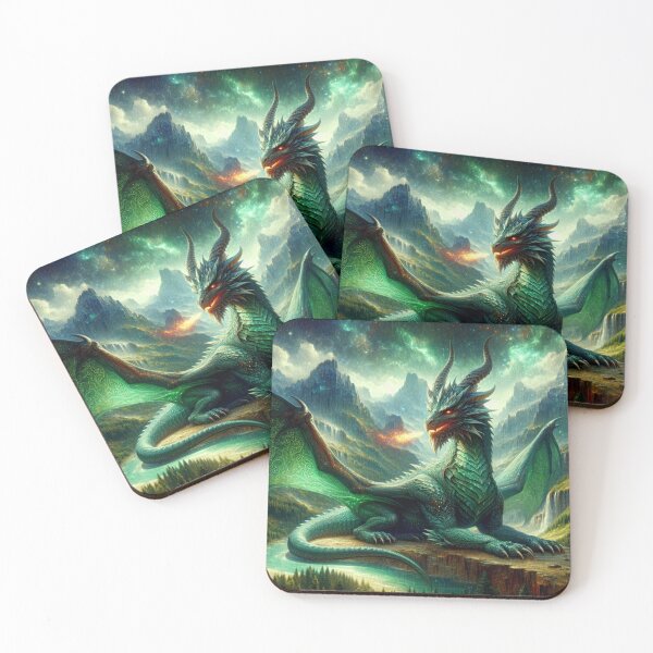 Item preview, Majestic Green Dragon Blowing Fire designed and sold by 2ndSketch.