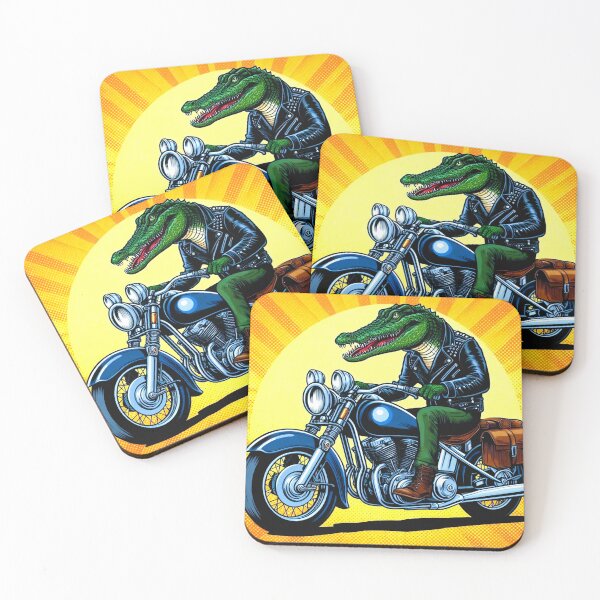 Item preview, Crocodile in leather jacket riding motorcycle designed and sold by Dogandesighn.