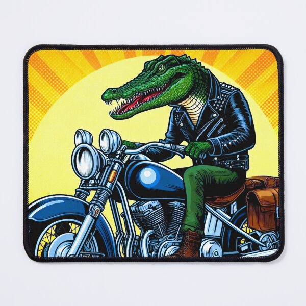 Item preview, Crocodile in leather jacket riding motorcycle designed and sold by Dogandesighn.