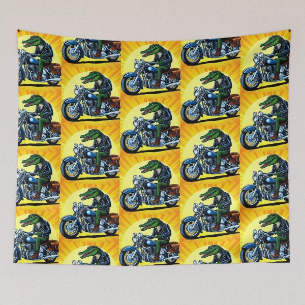 Item preview, Crocodile in leather jacket riding motorcycle designed and sold by Dogandesighn.
