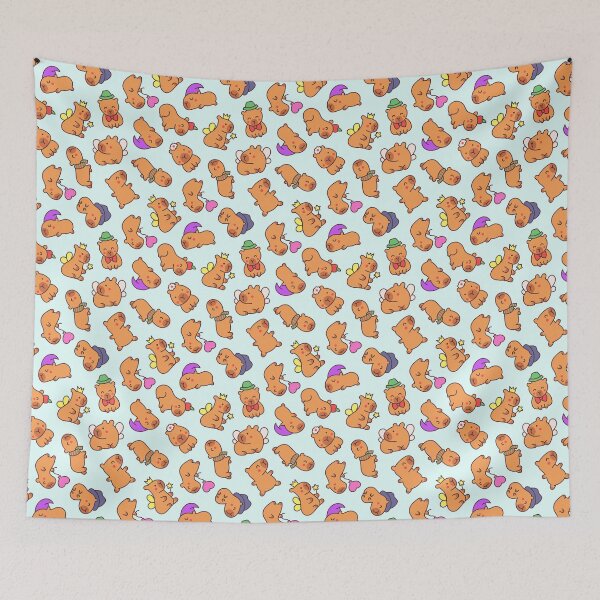 Item preview, Kawaii capybaras all over print seamless pattern designed and sold by Jessie’s Art Shop.