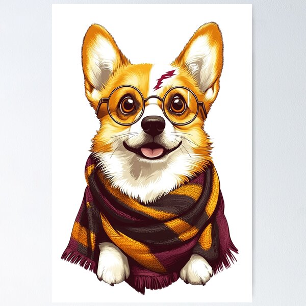 Item preview, Potter Cartoon Wizard Magic Fantasy, magical  corgi designed and sold by Innamalinka.