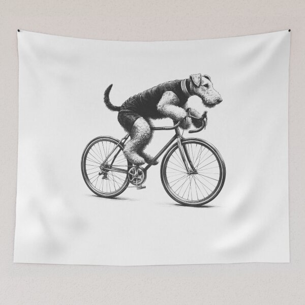 Item preview, Airedale Terrier Riding Bike designed and sold by Kimberley King Art  King Art.