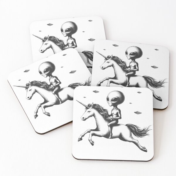 Item preview, Alien Riding Unicorn designed and sold by Kimberley King Art  King Art.