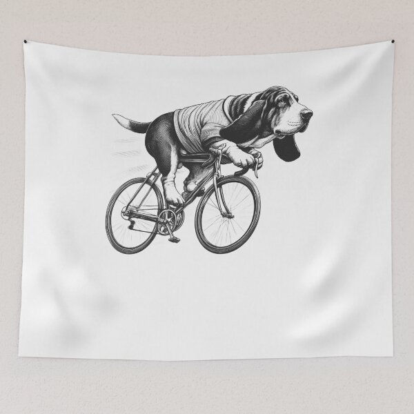 Item preview, Basset Hound Riding Bike designed and sold by Kimberley King Art  King Art.