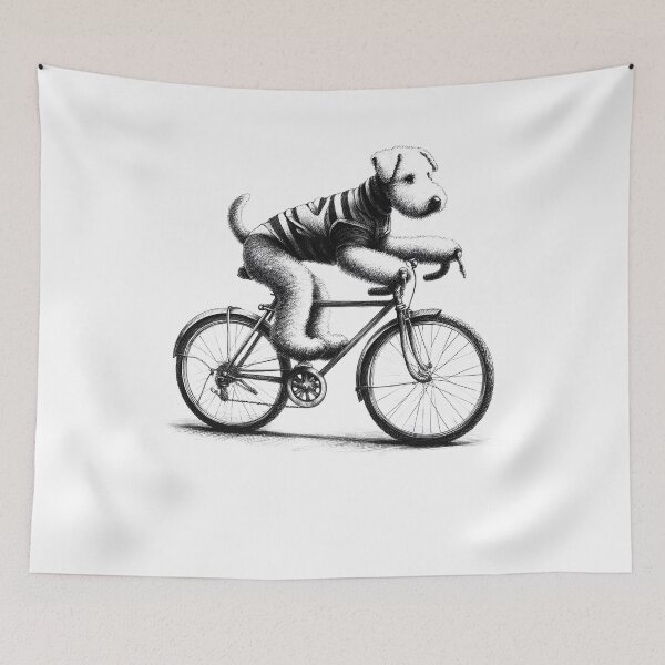 Item preview, Bedlington Terrier Riding Bike designed and sold by Kimberley King Art  King Art.