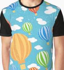 Pattern with cartoon colorful balloons in blue sky Graphic T-Shirt