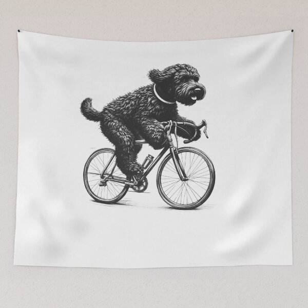 Item preview, Black Russian Terrier Riding Bike designed and sold by Kimberley King Art  King Art.