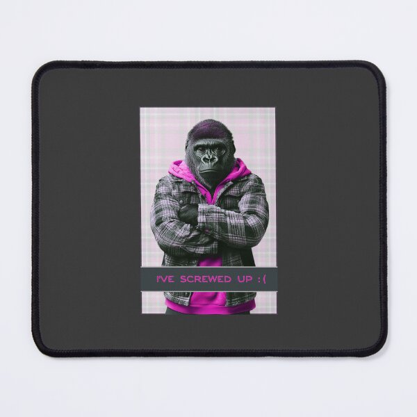 Item preview, I've screwed up :(, sad gorilla with pink pullover hoodie designed and sold by silent-violin.