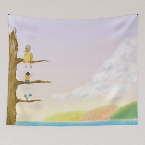 Item preview, Three friends sitting on an old tree designed and sold by greenPQBstudio.