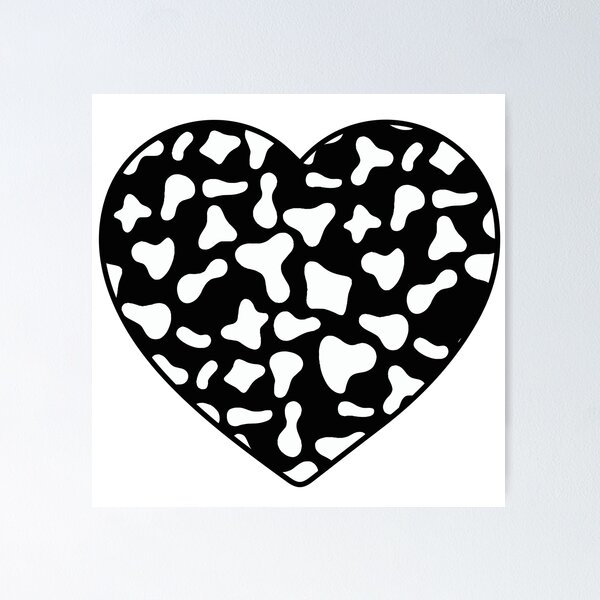 Item preview, Regular Grid Small White Cow Patches on Black Cowhide | Continues Black Cow Heart designed and sold by PatternPen.