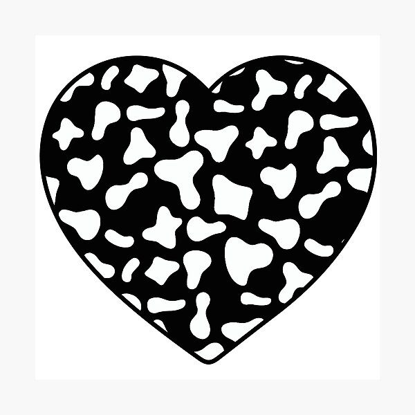 Item preview, Regular Grid Small White Cow Patches on Black Cowhide | Continues Black Cow Heart designed and sold by PatternPen.