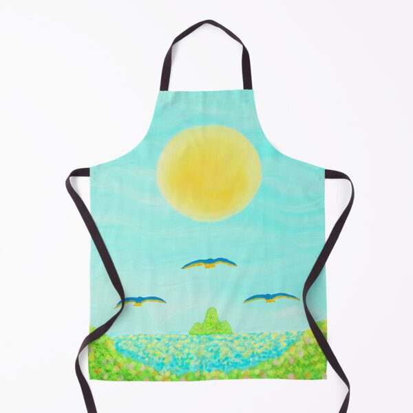 Item preview, Three blue birds flying towards a green island designed and sold by greenPQBstudio.
