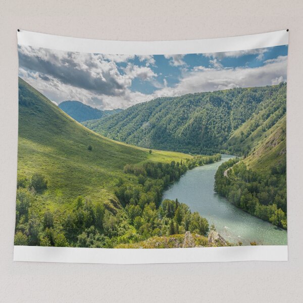 Item preview, Green Valley with River – Nature Photography designed and sold by PixelBirch.