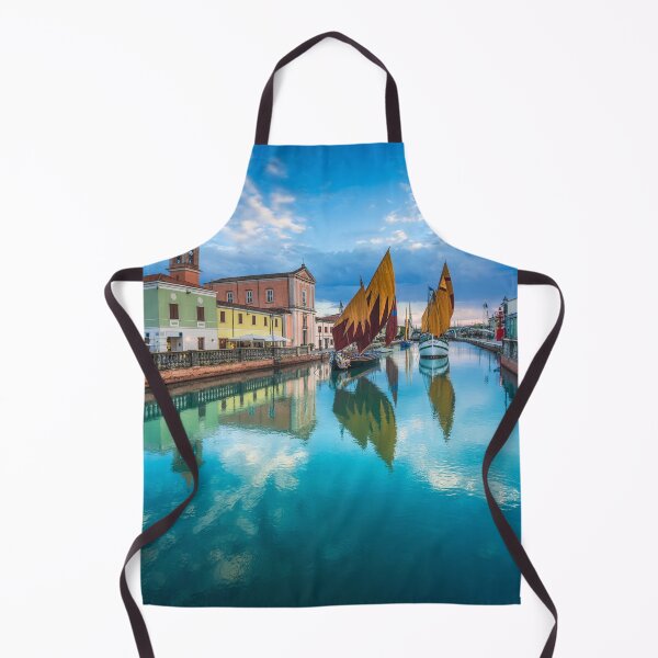 Item preview, Cesenatico canal, historic sailboats and church. Romagna, Italy designed and sold by Stefano Orazzini.