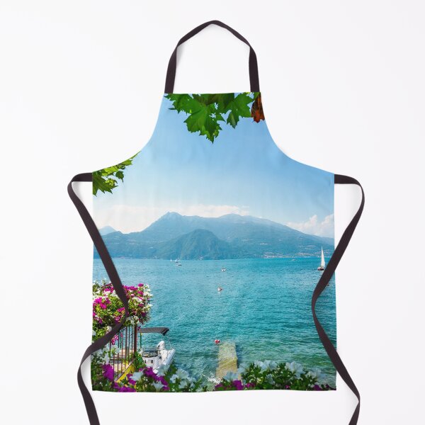 Item preview, Lake Como view from Varenna. Yachts, flowers and leaves as a frame, Italy designed and sold by Stefano Orazzini.