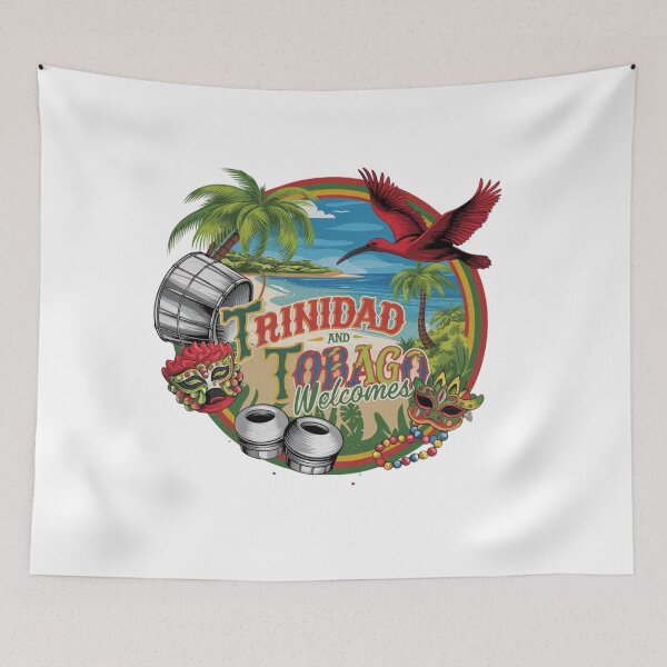 Item preview, Trinidad and Tobago Welcomes Flag Map Port of Spain, Pitch Lake designed and sold by AnimalsDH305.
