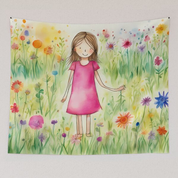 Item preview, Child in Pink Dress with Flowers designed and sold by CalmnessbyChoice.