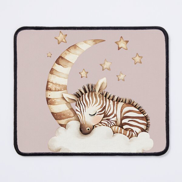 Item preview, Cute baby zebra sleeping on a cloud with a crescent moon Adorable watercolor zebra resting under a starry sky designed and sold by Anastasiia Yurevych.