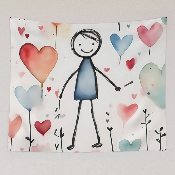Item preview, Doodle Stick Man with Hearts designed and sold by CalmnessbyChoice.