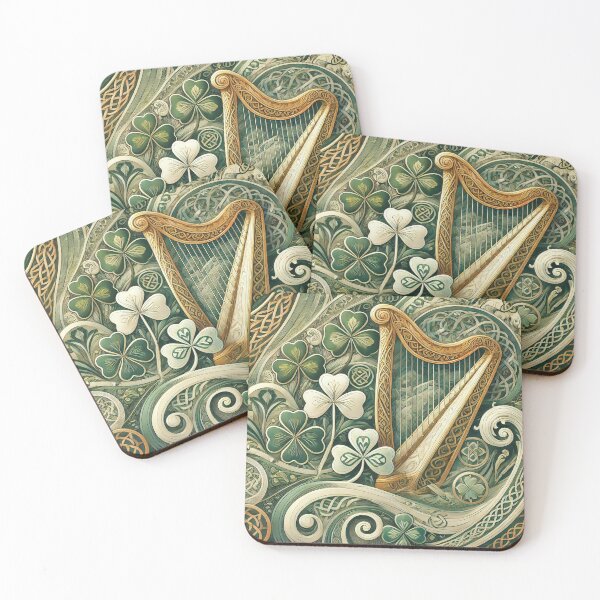Item preview, Elegant Celtic Clover & Harp Pattern designed and sold by Baharaby.
