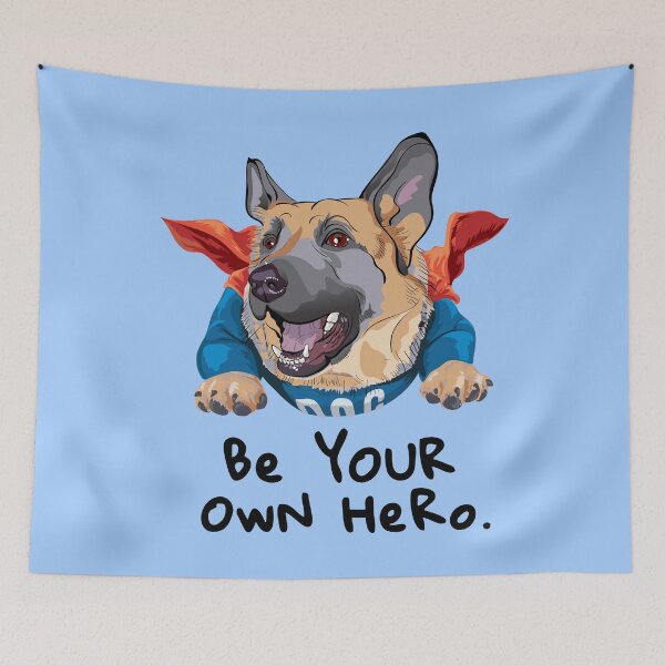 Item preview, "Cute German Shepherd Superdog – Flying Canine Hero | Be Your Own Hero, Puppy Power, Dog Lover Gift" designed and sold by artworkathome.