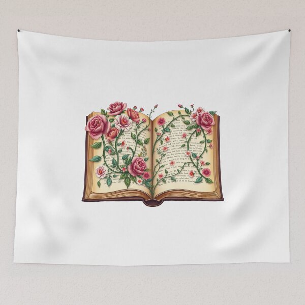 Item preview, Open Book With Florals With Hot Pink Flowers designed and sold by Art for Every Person.