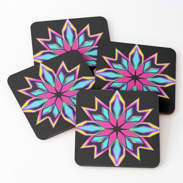 Item preview, Neon Cyberpunk Starburst - Psychedelic geometric flower. designed and sold by Tomasz  Siennicki.