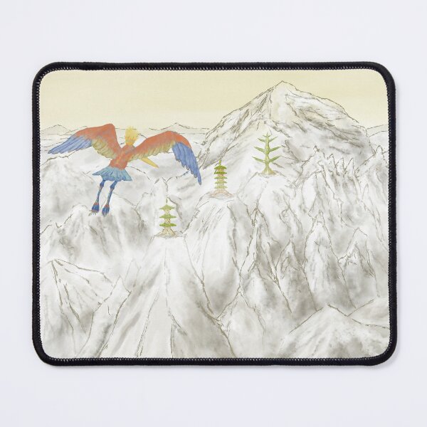 Item preview, Un pájaro mágico y colorido volando sobre altas montañas. designed and sold by greenPQBstudio.
