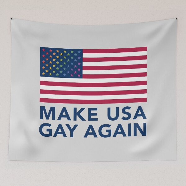 Item preview, Make USA Gay Again - vertical - blue text designed and sold by gayishdesign.