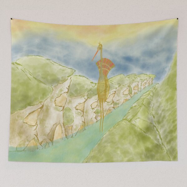 Item preview, A golden bird at the tree village street designed and sold by greenPQBstudio.