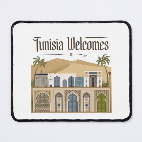 Item preview, Tunisia Welcomes Flag Map Sahara, the amphitheater in El Jem designed and sold by AnimalsDH305.