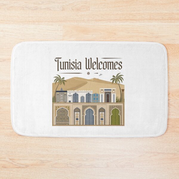 Item preview, Tunisia Welcomes Flag Map Sahara, the amphitheater in El Jem designed and sold by AnimalsDH305.