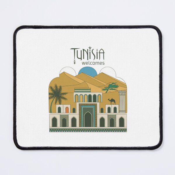 Item preview, Tunisia Welcomes Flag Map Sahara, the amphitheater in El Jem designed and sold by AnimalsDH305.