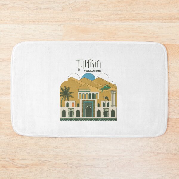 Item preview, Tunisia Welcomes Flag Map Sahara, the amphitheater in El Jem designed and sold by AnimalsDH305.