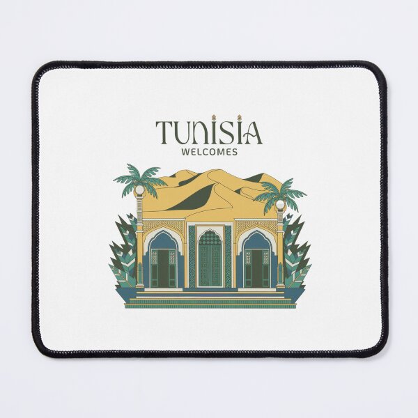 Item preview, Tunisia Welcomes Flag Map Sahara, the amphitheater in El Jem designed and sold by AnimalsDH305.