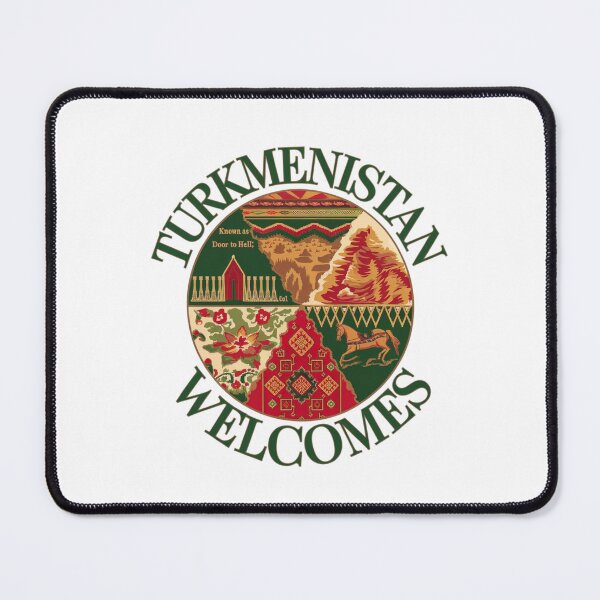 Item preview, Turkmenistan Welcomes Flag Map Darvaza crater, Karakum desert designed and sold by AnimalsDH305.