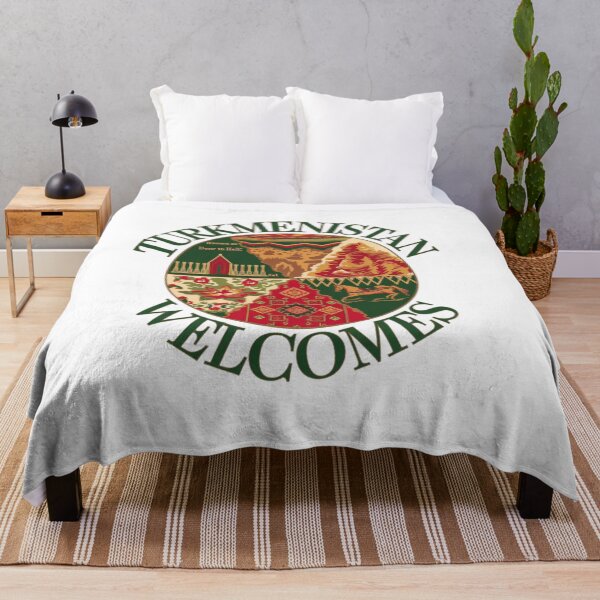 Item preview, Turkmenistan Welcomes Flag Map Darvaza crater, Karakum desert designed and sold by AnimalsDH305.