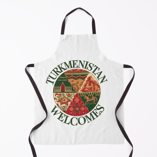 Item preview, Turkmenistan Welcomes Flag Map Darvaza crater, Karakum desert designed and sold by AnimalsDH305.